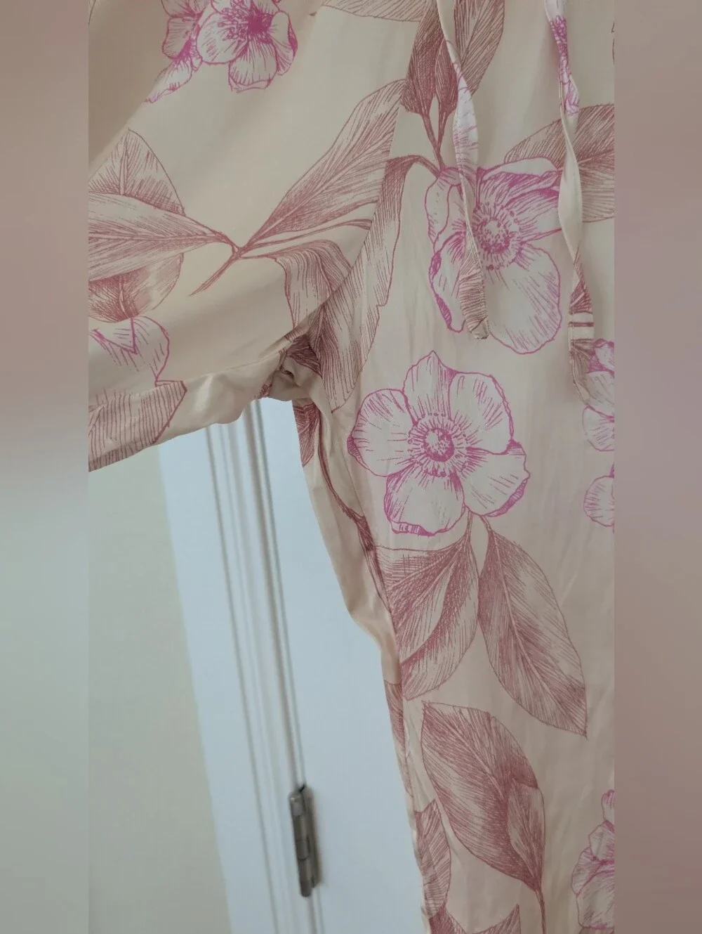 Silk Linvosges Floral Pajama Set - Blush Pink L